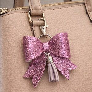 Pink Glitter Bow Bag Charm Key Chain